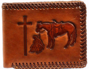 Praying Cowboy Leather Bi-Fold Wallet