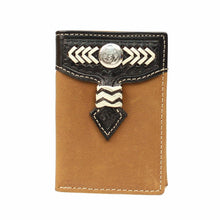 Load image into Gallery viewer, Men&#39;s Brown Western Concho Leather Tri-fold Wallet