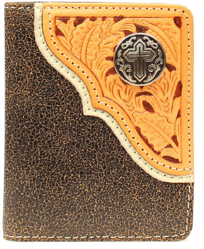 Nocona Western Wallet Men's Rodeo Tooled Cross Crackle