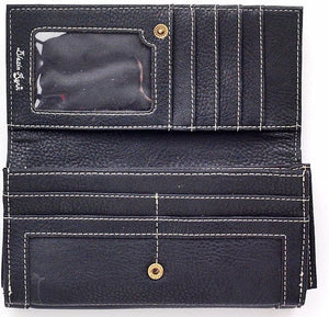 "Claire" Black Ladies' Wallet with  Nail Head Arrow