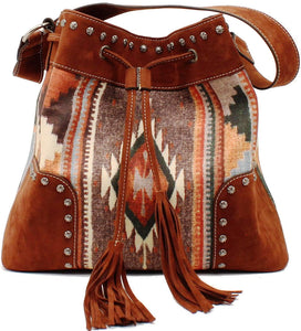 Aztec Concealed Carry Brown Bucket Bag