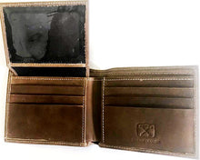 Load image into Gallery viewer, Twisted-X Brown Distressed Bi-Fold Wallet with Gold Embroidered Logo