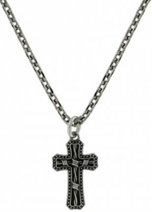 Antiqued Stainless Barbed Wire Cross Necklace – Wild West Living