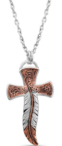 Wind Dancer Feather Cross Necklace - Made in the USA