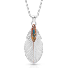 Load image into Gallery viewer, &quot;Mountain Glacier&quot; Ruffled Feather Turquoise Necklace - Made in the USA