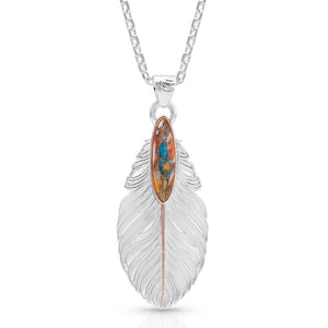 "Mountain Glacier" Ruffled Feather Turquoise Necklace - Made in the USA