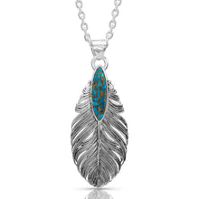 Load image into Gallery viewer, &quot;Santa Fe&quot; Ruffled Feather Turquoise Necklace - Made in the USA