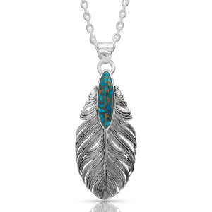 "Santa Fe" Ruffled Feather Turquoise Necklace - Made in the USA