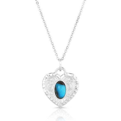Chiseled Heart Turquoise Necklace  - Made in the USA!
