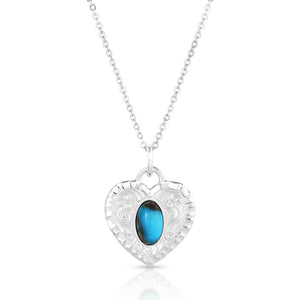 Chiseled Heart Turquoise Necklace  - Made in the USA!