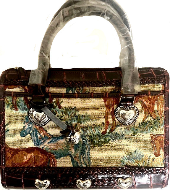 Western Large Tapestry Horse Purse