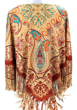 Load image into Gallery viewer, Aztec Paisley Poncho - Tan
