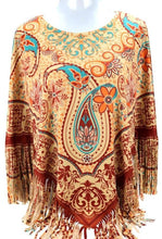 Load image into Gallery viewer, Aztec Paisley Poncho - Tan
