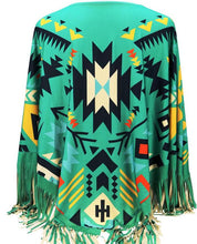 Load image into Gallery viewer, &quot;Aztec&quot; Western Poncho - Turquoise