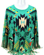 Load image into Gallery viewer, &quot;Aztec&quot; Western Poncho - Turquoise