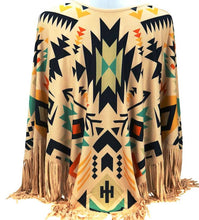 Load image into Gallery viewer, &quot;Aztec&quot; Western Poncho - Tan