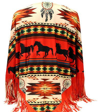 Load image into Gallery viewer, &quot;Aztec Horse&quot; Western Poncho - Orange