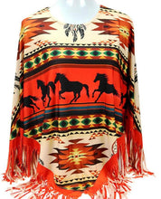 Load image into Gallery viewer, &quot;Aztec Horse&quot; Western Poncho - Orange