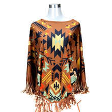 Load image into Gallery viewer, &quot;Aztec&quot; Western Poncho - Brown