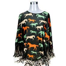 Load image into Gallery viewer, &quot;Horse&quot; Western Poncho - Coffee