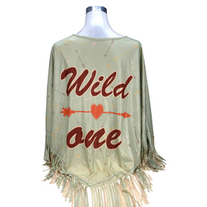 "Wild One" Western Poncho - Turquoise