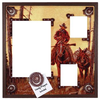 3 Photo Western Tin Picture Frame