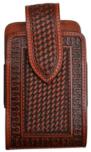 Western Tan Leather Large Cell Phone Holder (iPhone 7/8)