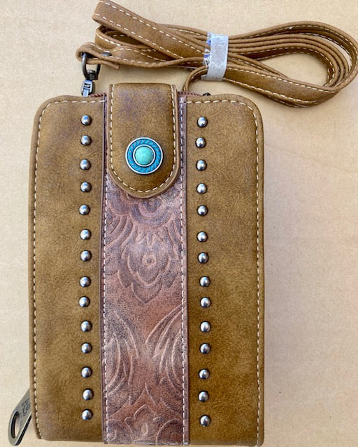 Cell Phone Wallet /Crossbody with Turquoise Stone