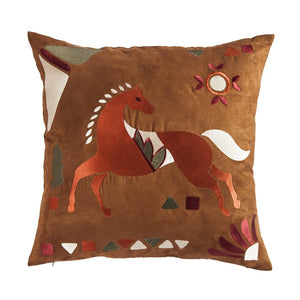 Horse Accent Pillow with Embroidery Details