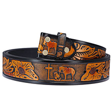 Load image into Gallery viewer, Praying Cowboy Tooled Leather Belt
