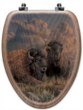 Load image into Gallery viewer, &quot;Distant Thunder&quot; Bison Oak Toilet Seat