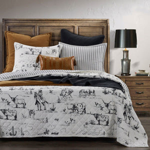 "Ranch Life" Western Toile Reversible Quilt Set