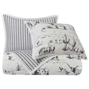 "Ranch Life" Western Toile Reversible Quilt Set