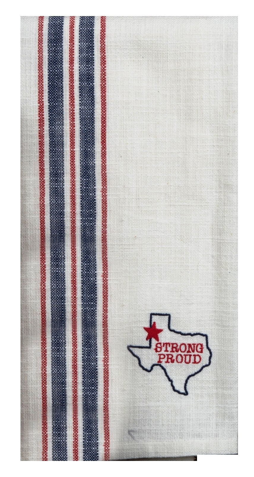 Texas Pride Strong Proud Embroidered Tea Towel