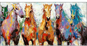 Colorful Horses Canvas Wall Art - 56" Wide