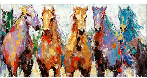 Colorful Horses Canvas Wall Art - 56