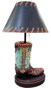 Western Turquoise Cowboy Boot Lamp