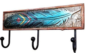 3 Hook Coat Rack with Feather