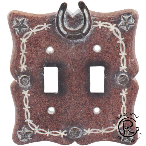 Western Horseshoe/Barbwire Double Switch Cover