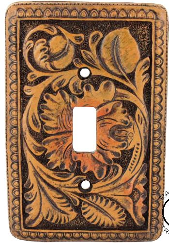 Western Floral Tooled Single Switch Cover Plate