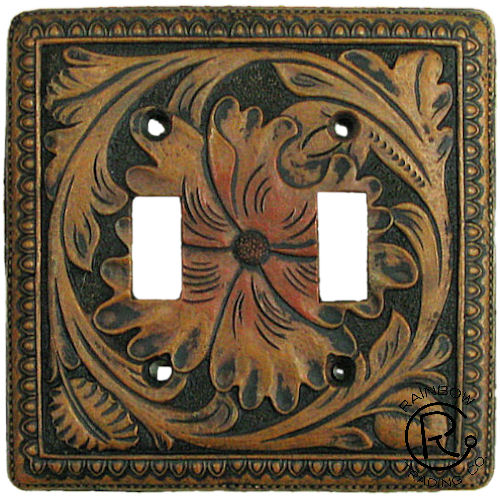Western Floral Tooled Double Switch Cover Plate
