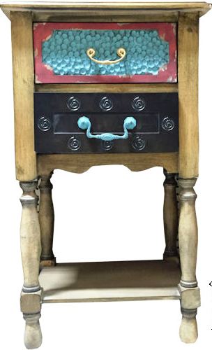 Western Double Drawer Antique Table/Night Stand