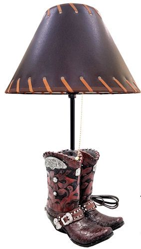 Leather Looking Boots Table Lamp