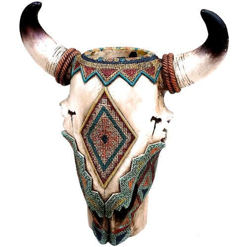 Aztec Cow Skull Vase
