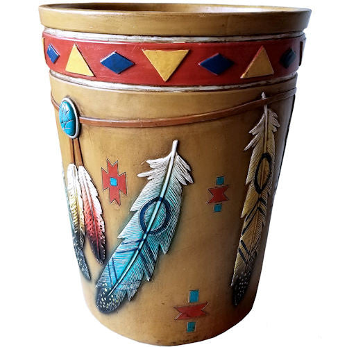 Native American Feather Waste Basket