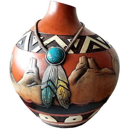 Southwest Brown Feather Vase