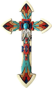 Western Feather Wall Cross - 14" Tall