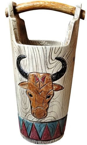 Cow Skull Bucket Vase