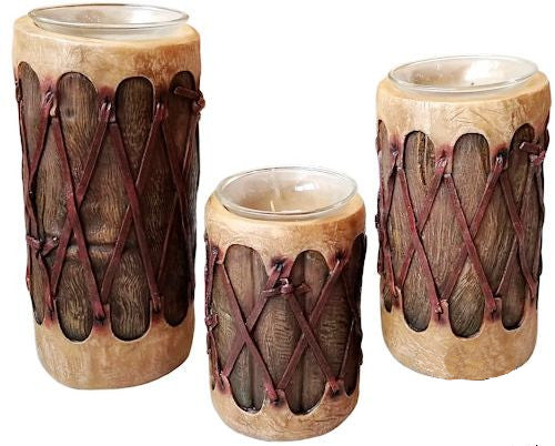 3-Piece Native Drum Candle Holder Set
