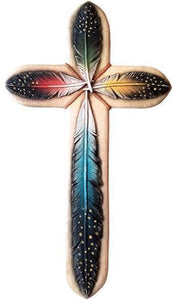 Feather Wall Cross - 14" Tall